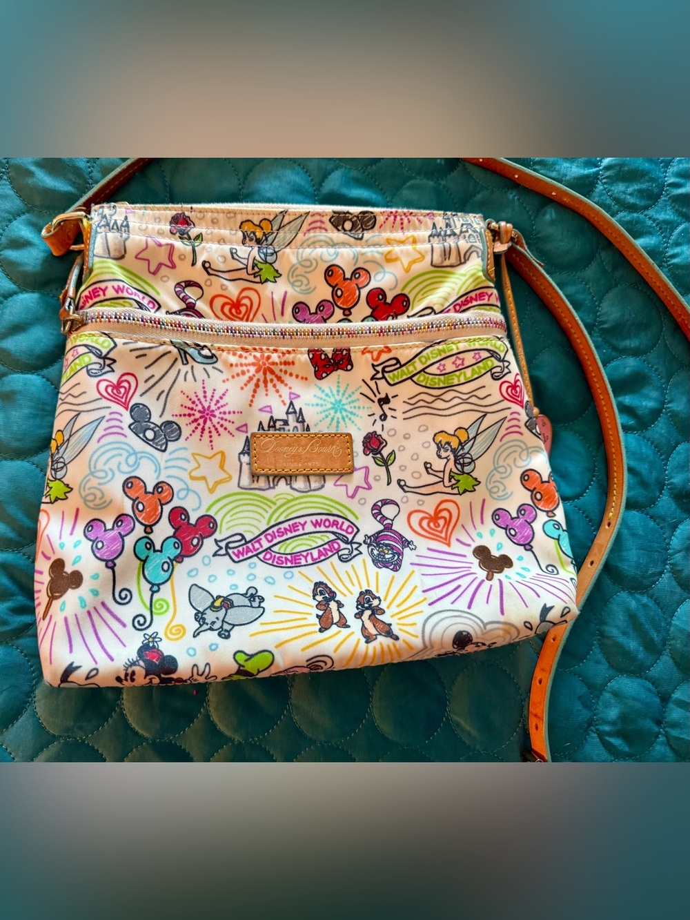 Dooney & Bourke Disney Multicolor Animation Print Crossbody on White - Picture 2 of 11